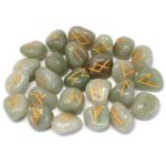 Runes Stone Set in Pouch - Green Aventurine - Image 2