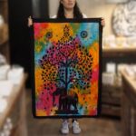 Cotton Wall Art - Elephant Tree - Image 2
