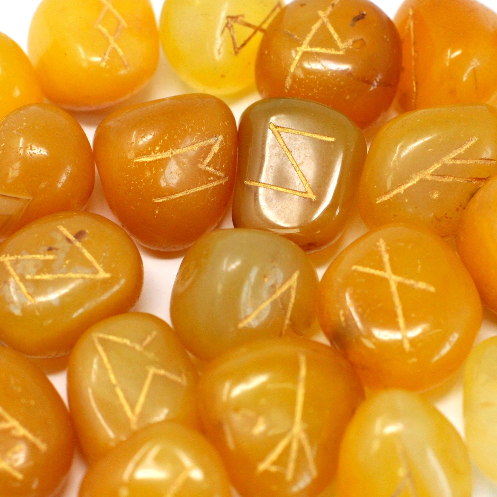 bG9jYWw6Ly9tZWRpYS85Ti9HQy82MFIzMEMxRzZNUzNHQzlOLzRhZWYwMzU4LmpwZWc-3.jpg Runes Stone Set in Pouch- Yellow Onyx - Image 1