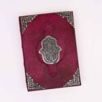 Heafty Red Tan Book - Zinc Hamsa Decor - 200 Deckle Edges Pages - 26x18cm - Image 2