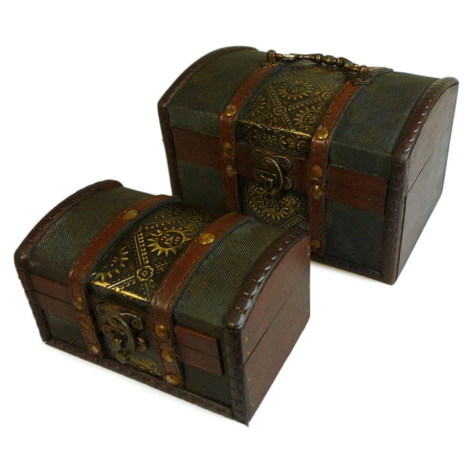 bG9jYWw6Ly9tZWRpYS85Uy9KRS82MFIzMEMxRzY4VzNKRTlTLzNhNmIyYTcyLmpwZWc-1.jpg Sets of 2 Colonial Boxes - Metal Embossed - Image 1