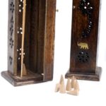 Square Incense Tower - Brass inlay - Mango Wood - Image 2