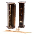 Square Incense Tower - Brass inlay - Mango Wood - Image 3