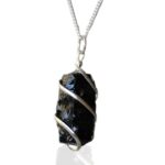 Cascade Wrapped Gemstone Necklace - Rough Black Onyx - Image 4