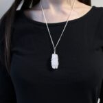 Cascade Wrapped Gemstone Necklace - Rough Opalite - Image 2