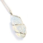 Cascade Wrapped Gemstone Necklace - Rough Opalite - Image 4