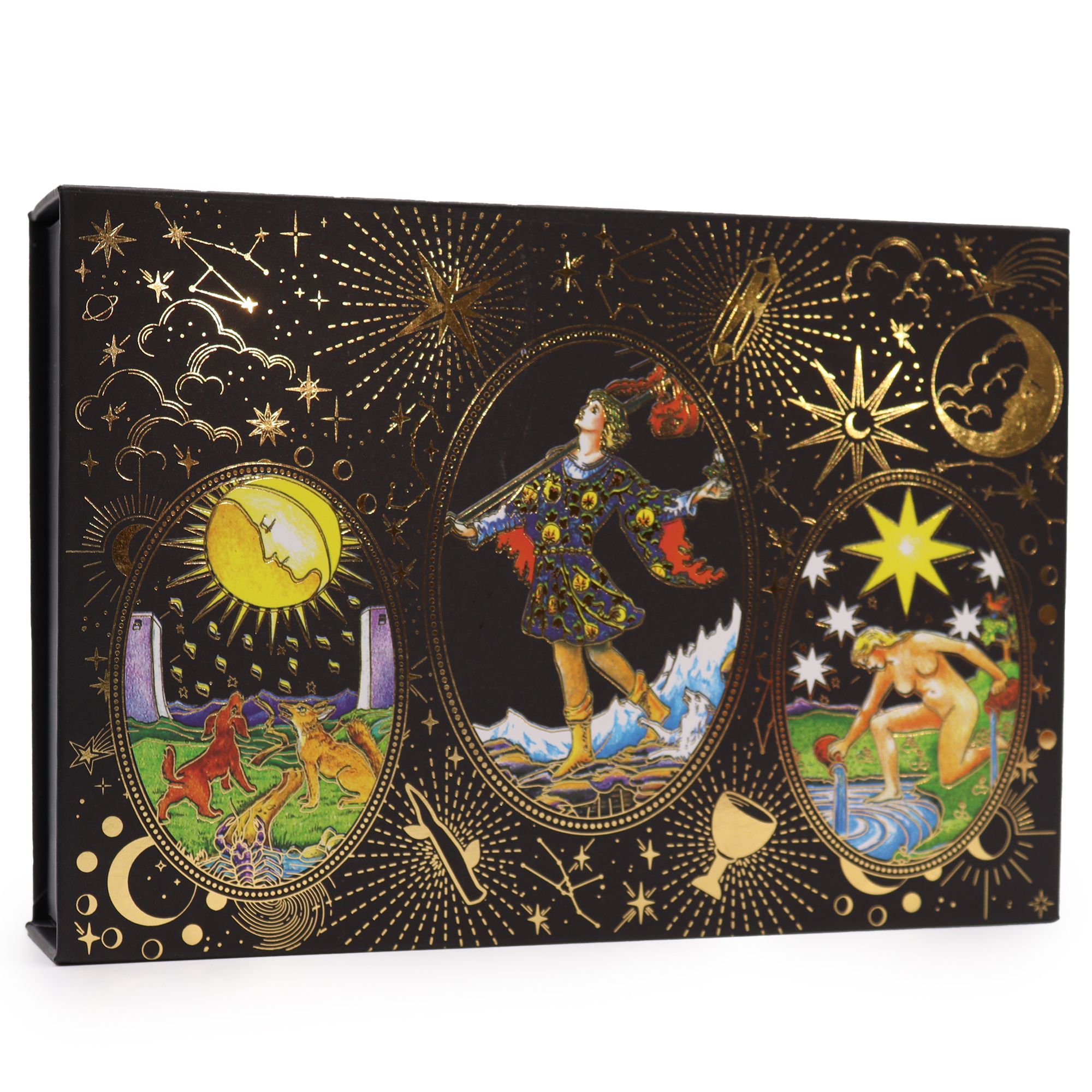 bG9jYWw6Ly9tZWRpYS8xUy80RS82MFIzMEMxSDc0UjM0RTFTLzlmMzcwNTQ2LmpwZWc-1.jpg Gold Foil Tarot - Let the Magic Begin - Gift Set - Image 1