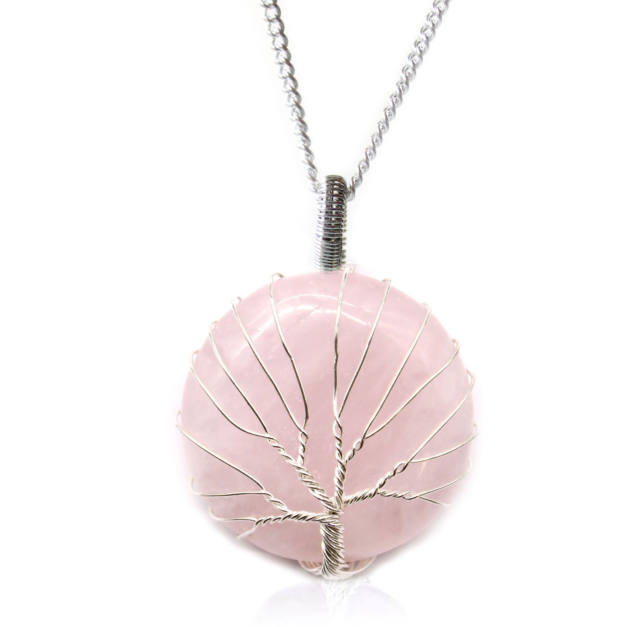 bG9jYWw6Ly9tZWRpYS8xUy84RC82MFIzMEMxRzZSVks4RDFTLzg5ZmIxMjM1LmpwZWc-1.jpg Tree of Life Gemstone Necklace - Rose Quartz - Image 1