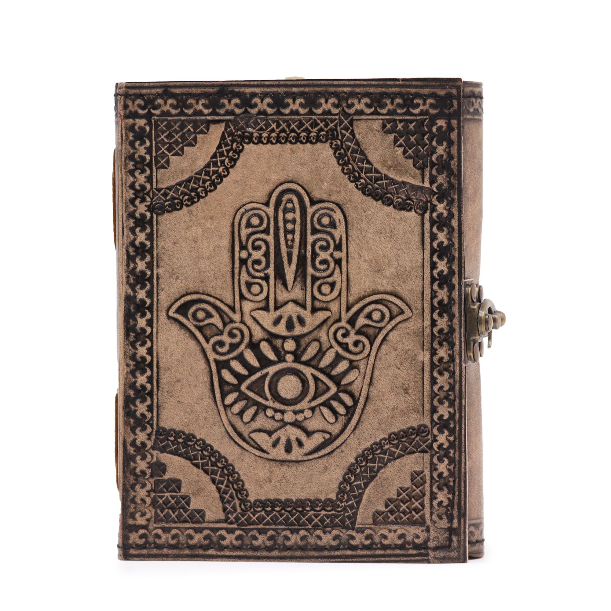 bG9jYWw6Ly9tZWRpYS9IRy9DRC82MFIzMEMxRzZXVDNDREhHL2Y2YjFlM2M0LmpwZWc-1.jpg Hamsa - Esoteric Notebook - Antique Grey - 200 pages Stich Edge- 17.5x12.5x3cm - Image 1