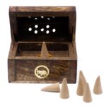 Mini Incense Cone Smoke Box - Mango Wood - Image 2