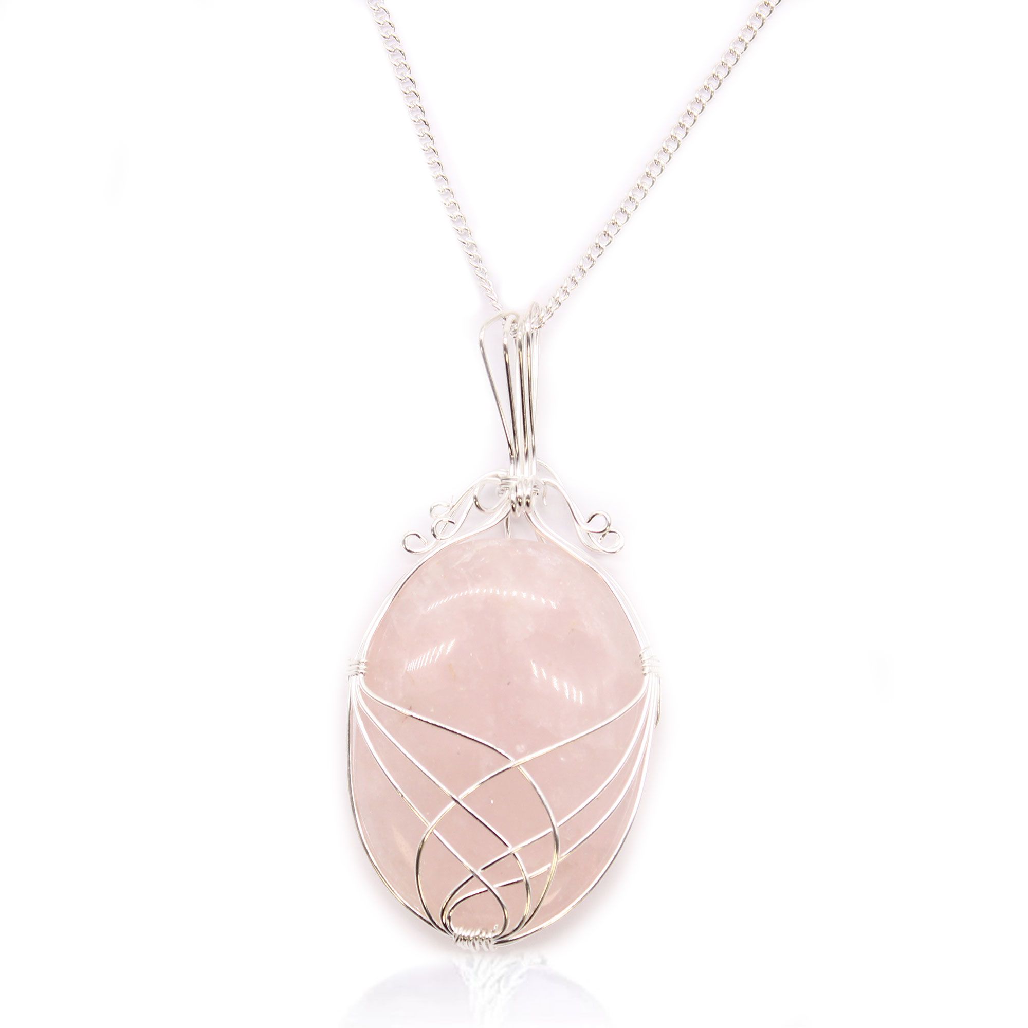 bG9jYWw6Ly9tZWRpYS9ITS84RC82MFIzMEMxRzZSVks4REhNL2QyMjNiMWNhLmpwZWc-1.jpg Swirl Wrapped Gemstone Necklace - Rose Quartz - Image 1