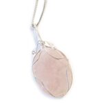 Swirl Wrapped Gemstone Necklace - Rose Quartz - Image 3