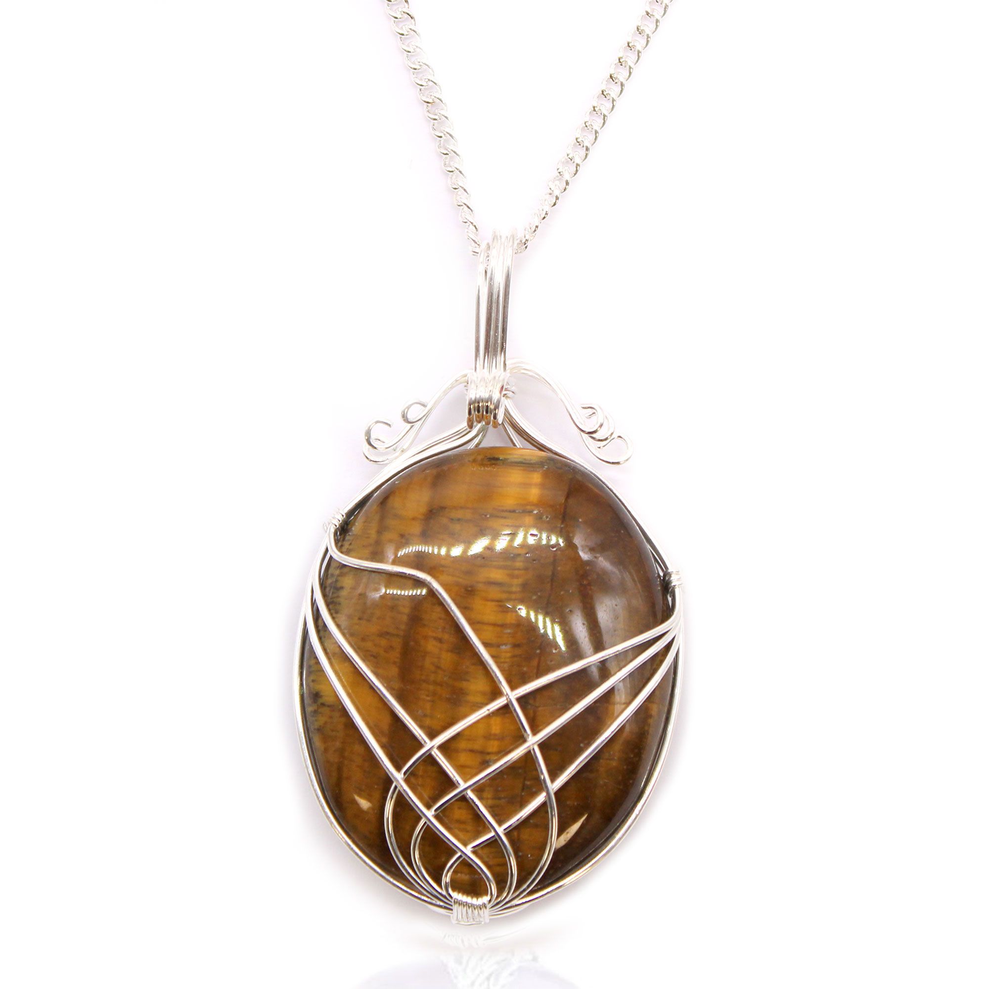 bG9jYWw6Ly9tZWRpYS9IUC84RC82MFIzMEMxRzZSVks4REhQLzMxNmExZjhhLmpwZWc-2.jpg Swirl Wrapped Gemstone Necklace - Tiger Eye - Image 1