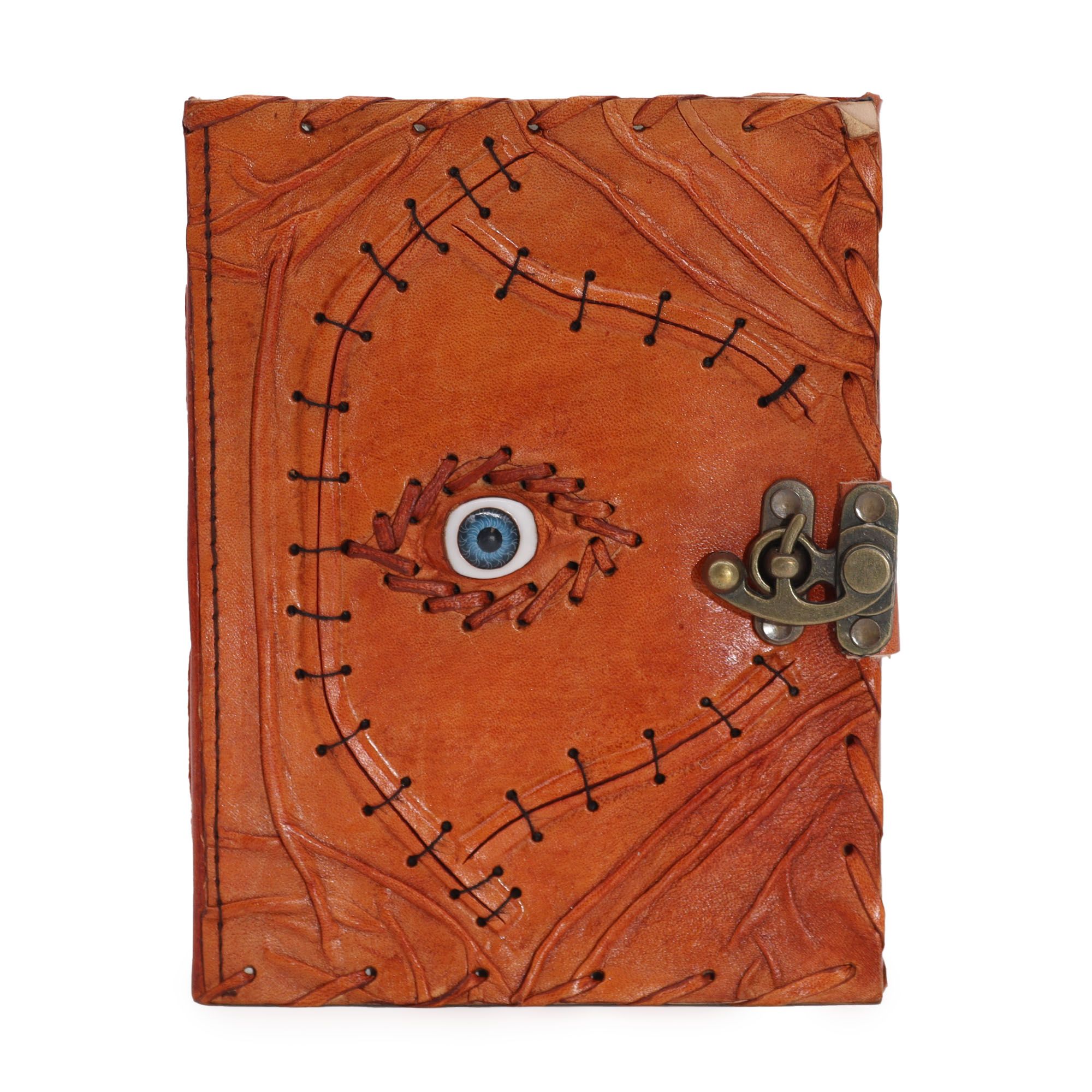 bG9jYWw6Ly9tZWRpYS9IUC9DQy82MFIzMEMxRzZXVDNDQ0hQLzAwNDI1ZDE4LmpwZWc-4.jpg Light Brown Tan Book - Evil Eye Decor - 160 Deckle Edges Pages - 20x15cm - Image 1