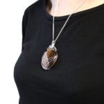 Swirl Wrapped Gemstone Necklace - Tiger Eye - Image 3
