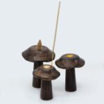 Set of 3 Flat Incense Cone Mushrooms (13cm 12cm 11cm) - Image 3