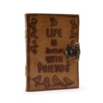 Leather Journel - Plain Paper -  Life is Better with Friends