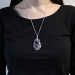 Swirl Wrapped Gemstone Necklace - Amethyst - Image 2