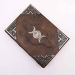 Heafty Brown Tan Book - Zinc Triple Moon Decor - 200 Deckle Edges Pages - 26x18cm - Image 2