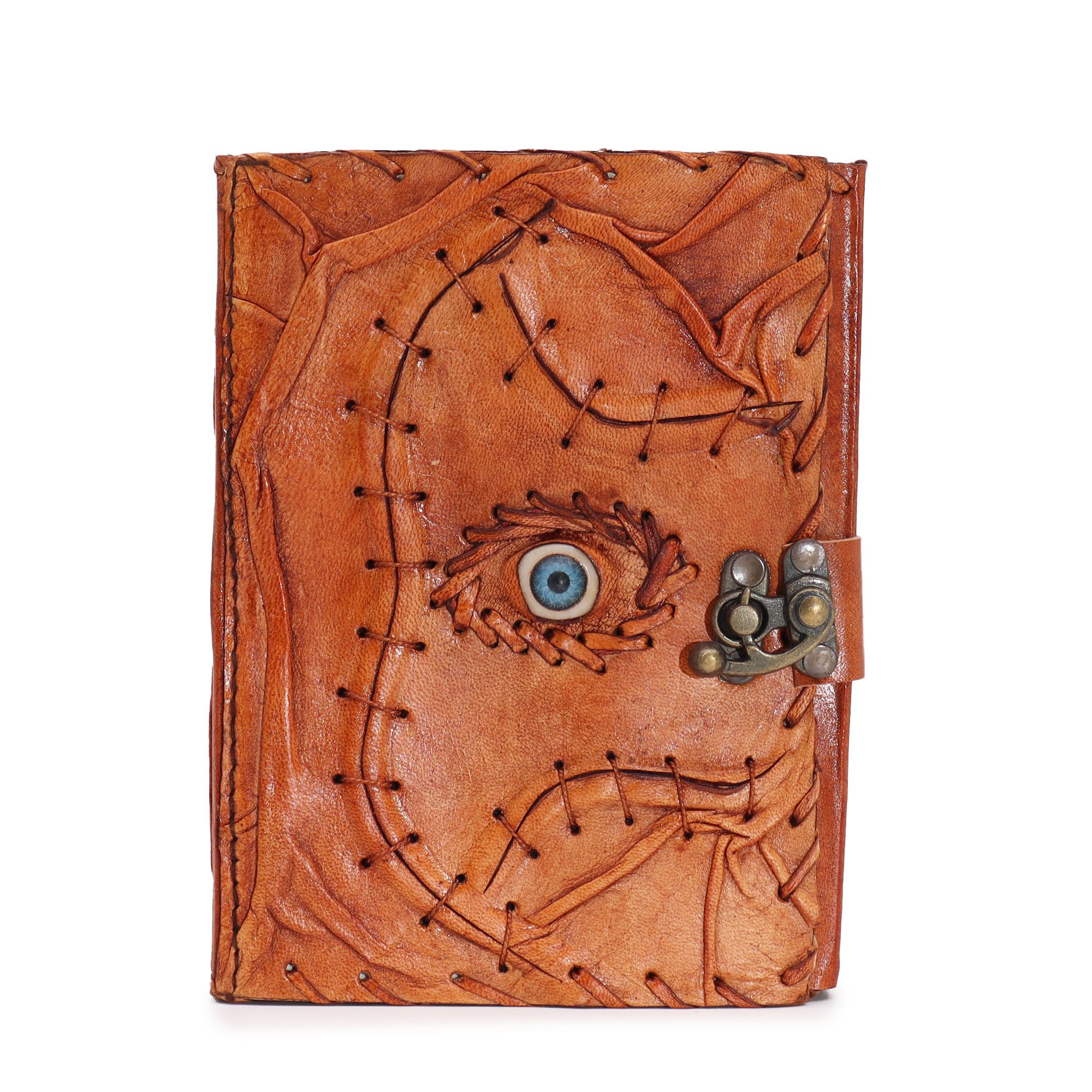 bG9jYWw6Ly9tZWRpYS9TSC9DQy82MFIzMEMxRzZXVDNDQ1NILzY2MjhkNTNhLmpwZWc-1.jpg Light Brown Tan Book - Evil Eye Decor - 160 Deckle Edges Pages - 17x12.5cm - Image 1