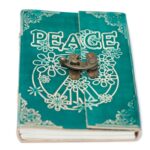 Leather Green Peace with Lock Notebook (7x5") - Image 3