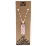 Gemstone Flat Pencil Pendant - Rose Quartz - Image 2