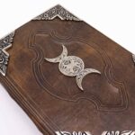 Heafty Brown Tan Book - Zinc Triple Moon Decor - 200 Deckle Edges Pages - 26x18cm - Image 5