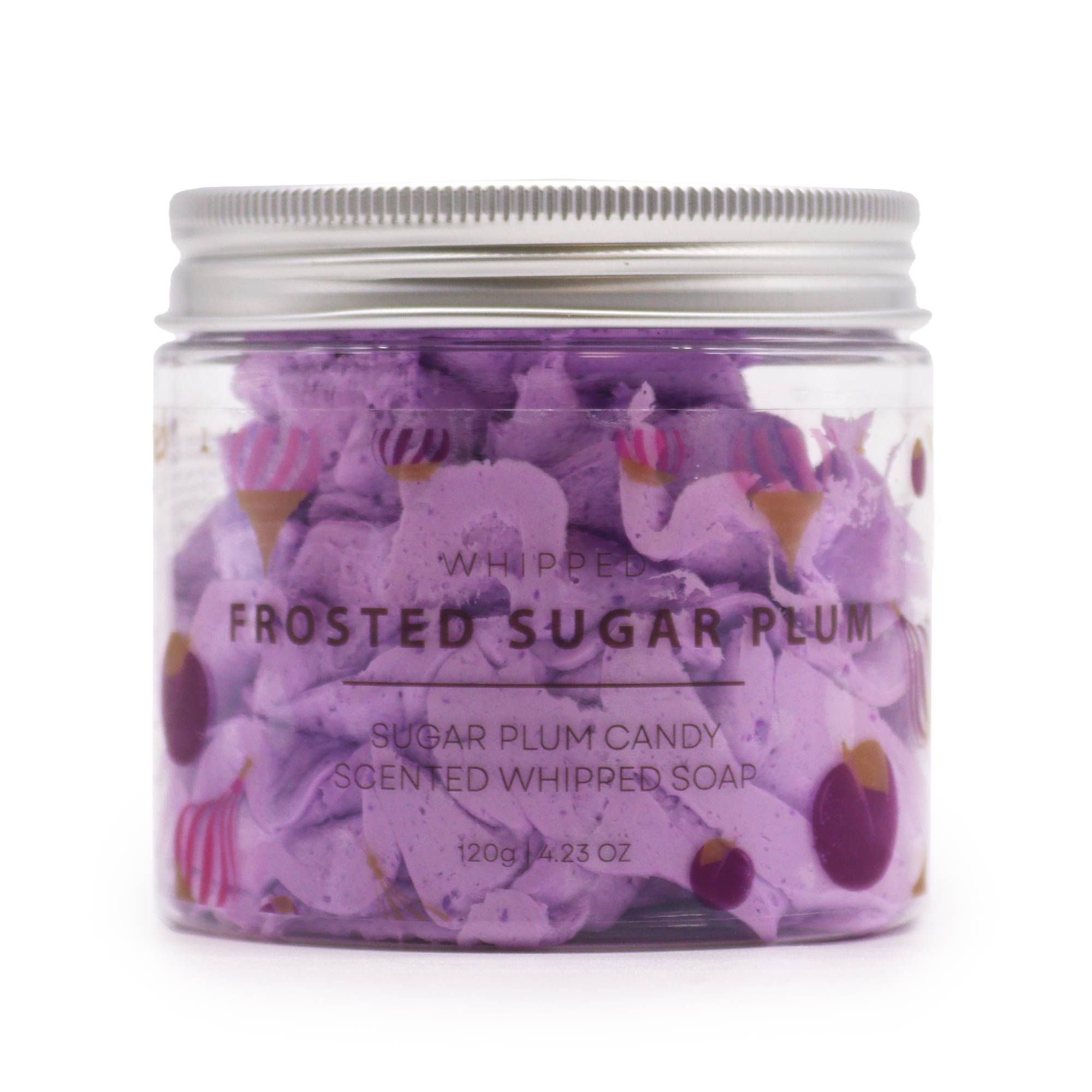 bG9jYWw6Ly9tZWRpYS9TUi80Qy82MFIzMEMxRzZSV0s0Q1NSLzI4Y2ViMDQ5LmpwZWc-1.jpg Frosted Sugar Plum Whipped Soap 120g - Image 1