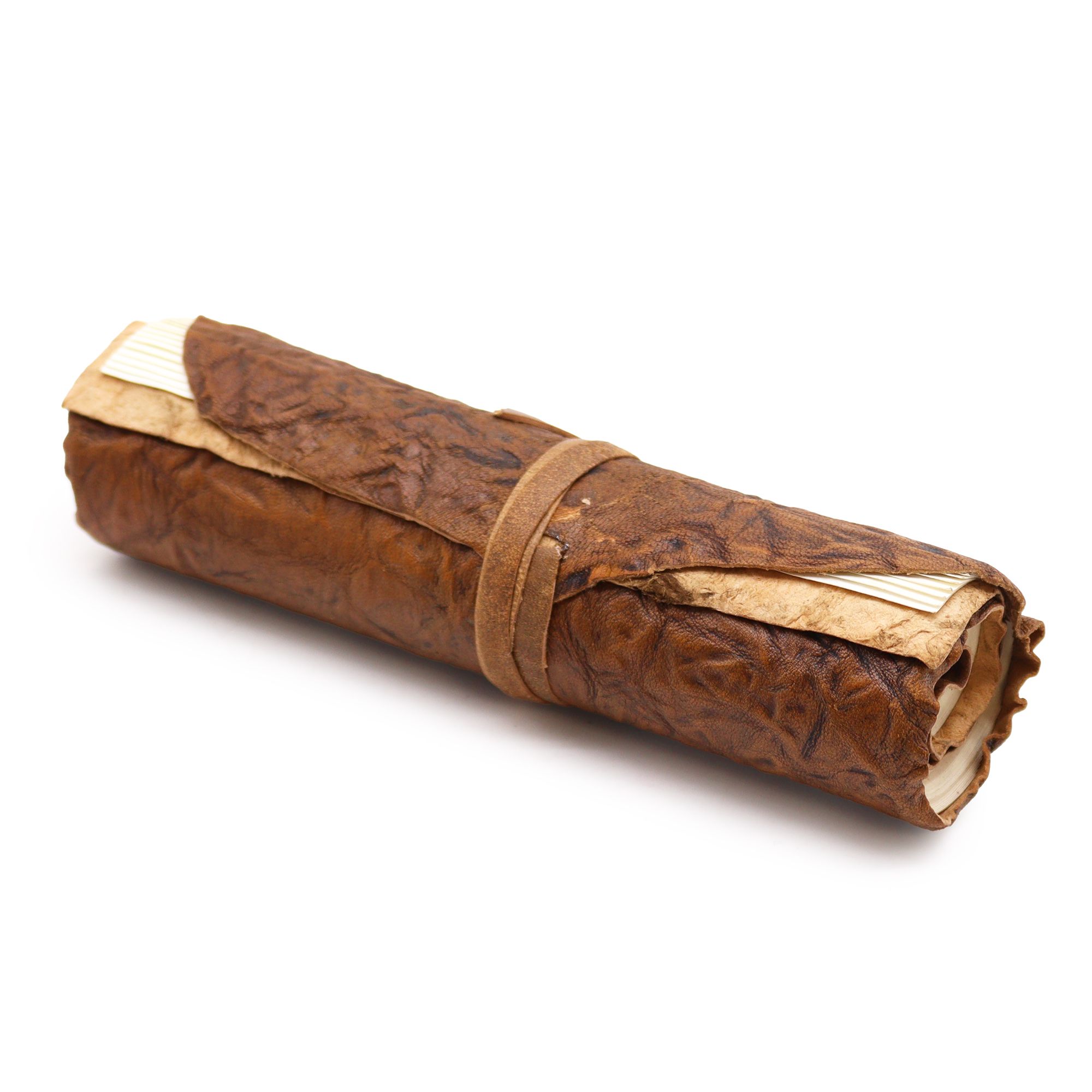 bG9jYWw6Ly9tZWRpYS9TUi9KRC82MFIzMEMxRzZSVzNKRFNSL2M4ZGRiMGNlLmpwZWc-2.jpg Rolled Leather Travel Notebook - 96 pages - Natural 21x15cm - Image 1