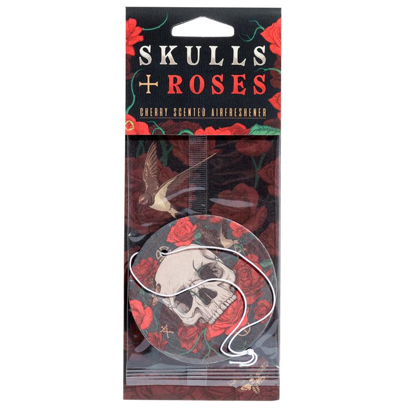 AIRF141_001 Air Freshener - Raspberry Scented Skulls and Roses - Image 1