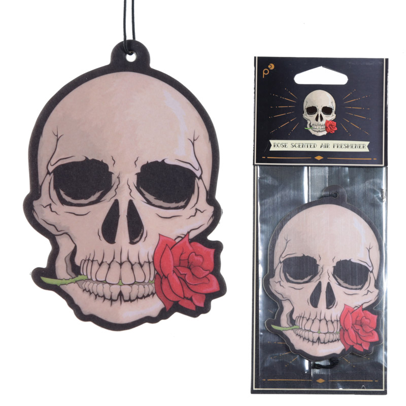AIRF68_001 Air Freshener - Rose Scented Gothic Skulls and Roses - Image 1