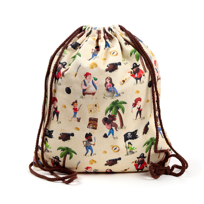 BAG214_001 Drawstring Canvas Bag - Jolly Rogers Pirate - Image 1