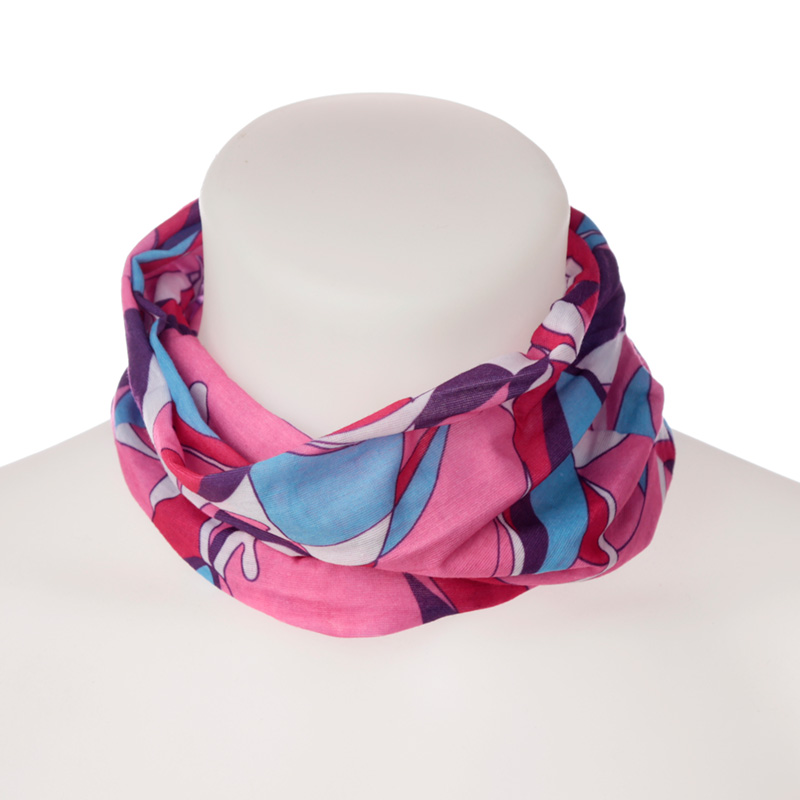 BAND07_001 Neck Warmer Tube Scarf - Pink Patterned - Image 1