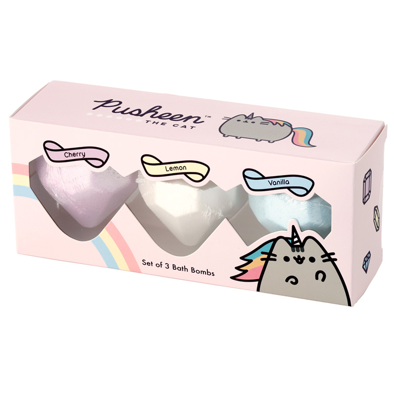 BATH65_001 Handmade Bath Bomb Set of 3 - Pusheen the Cat - Image 1
