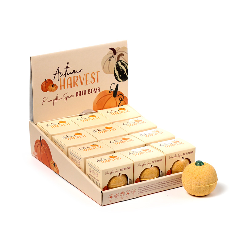 BATH86_001 Handmade Shaped Bath Bomb in Gift Box - Autumn Harvest Pumpkin - Image 1