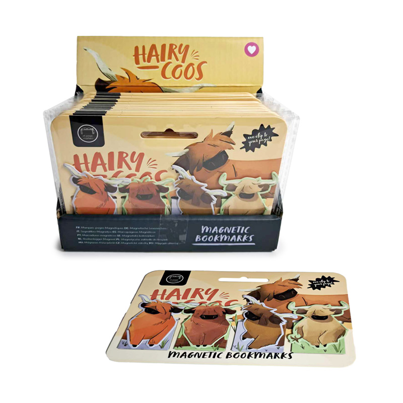 BOOK23_001 Magnetic Bookmark Set - Hairy Coos Highland Coo - Image 1