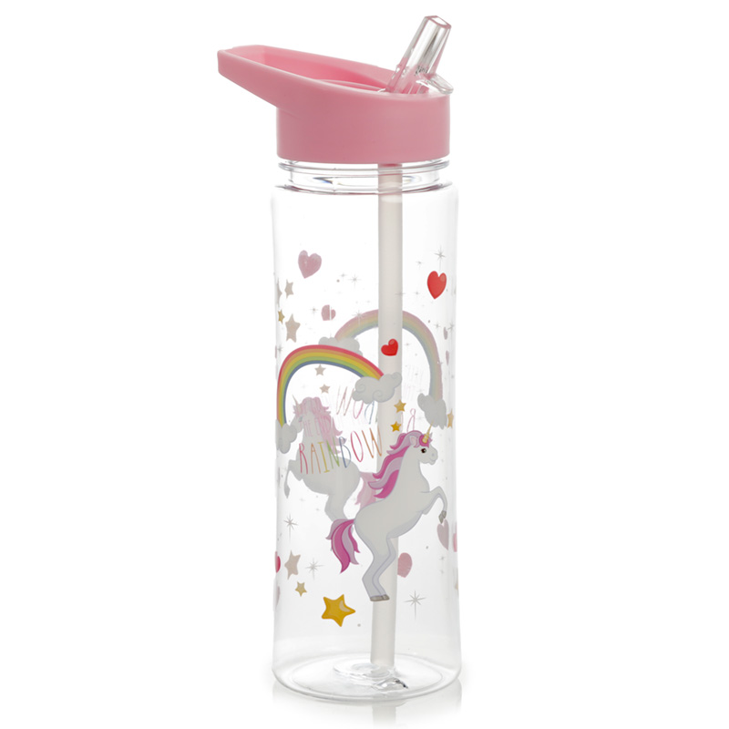 BOT05T_001 Reusable Shatterproof Water Bottle 550ml - Enchanted Rainbows Unicorn - Image 1