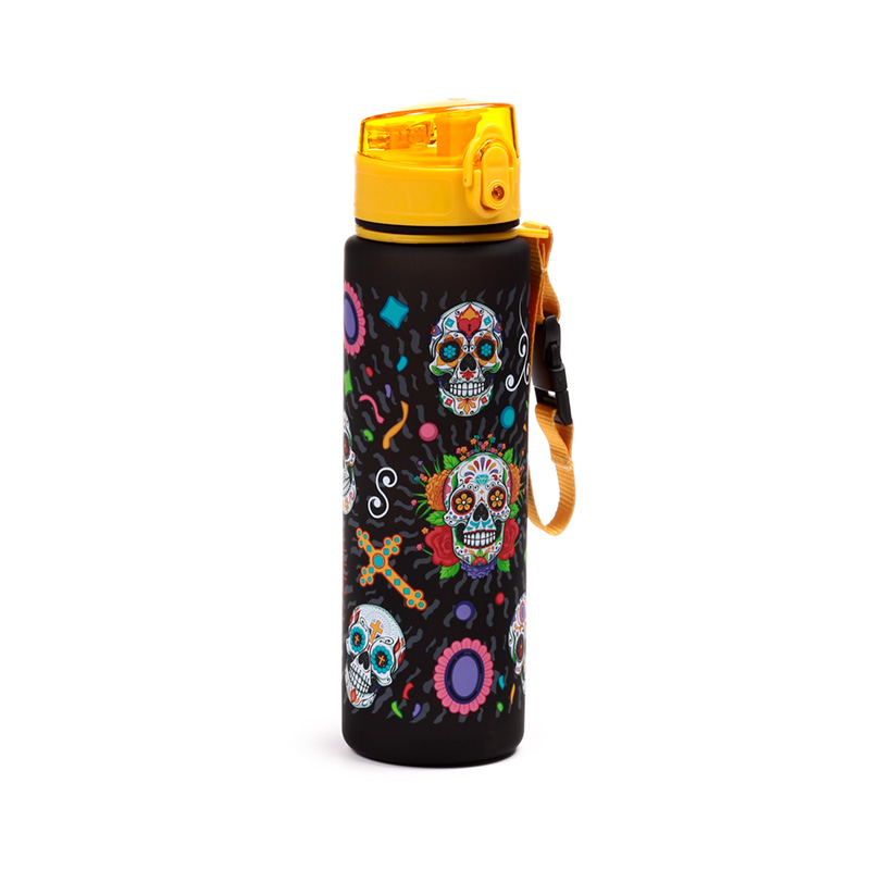 BOT358_001 600ml Shatterproof Pop Top Water Bottle - Day of the Dead - Image 1