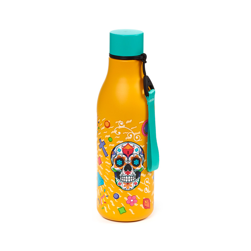 BOT361_001 Reusable Insulated Drinks Bottle 500ml - Day of the Dead - Image 1