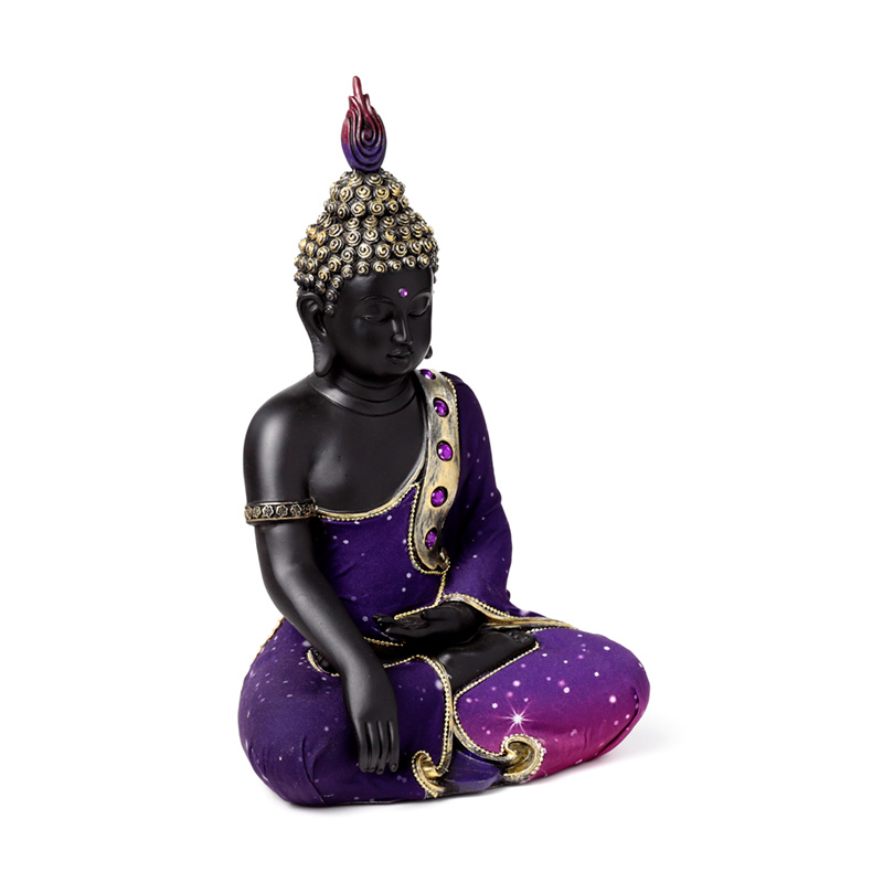 BUD389_001 Decorative Thai Buddha Figurine - Purple & Black Dream Meditation - Image 1