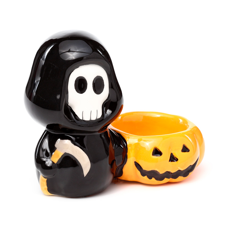 CAND99_001 Ceramic Tea Light Candle Holder - Skull Boy - Image 1