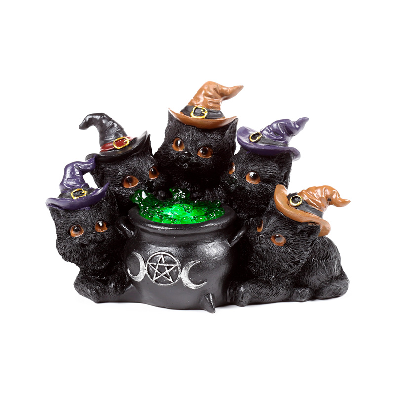 CAT197_001 Witches LED Cat - Bubbling Cauldron - Image 1
