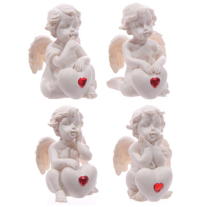 CHE35_001 Cute Seated Love Cherub with Red Heart Gem - Image 1