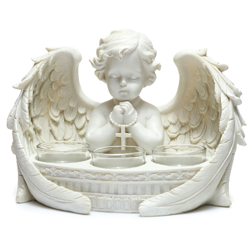 CHE55_001 Tea Light Candle Holder - Triple Candle Cherub - Image 1