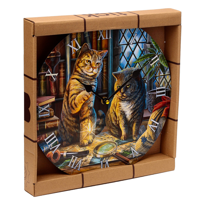 CLCK03_001 Wall Clock - Lisa Parker Purrlock Holmes Cat - Image 1