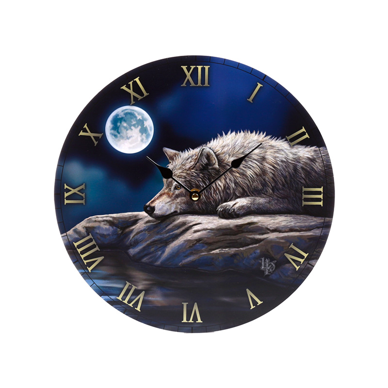 CLCK34_001 Wall Clock - Lisa Parker Quiet Reflection Wolf - Image 1