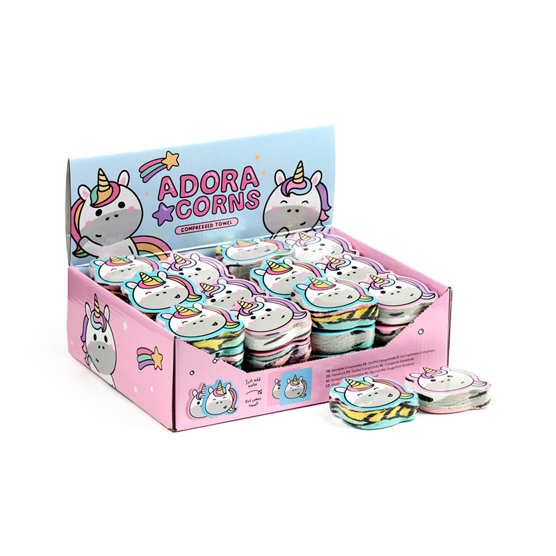 CT26_001 Compressed Travel Towel - Adoracorns Unicorn - Image 1