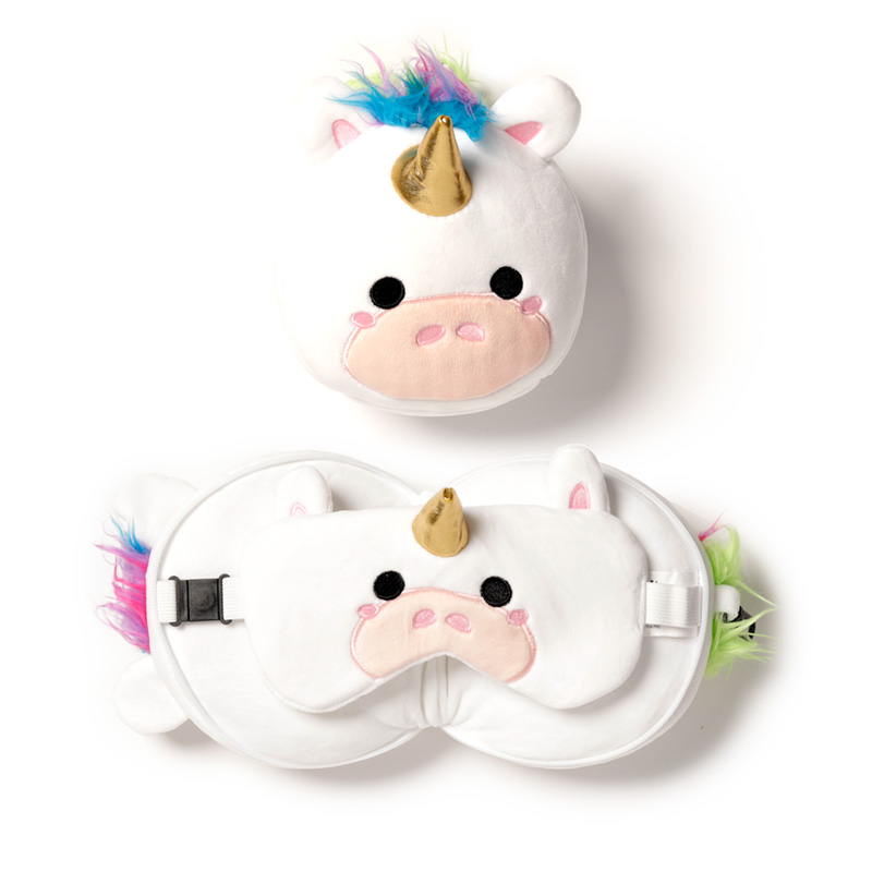 CUSH258_001 Relaxeazzz Travel Pillow & Eye Mask - Unicorn - Image 1