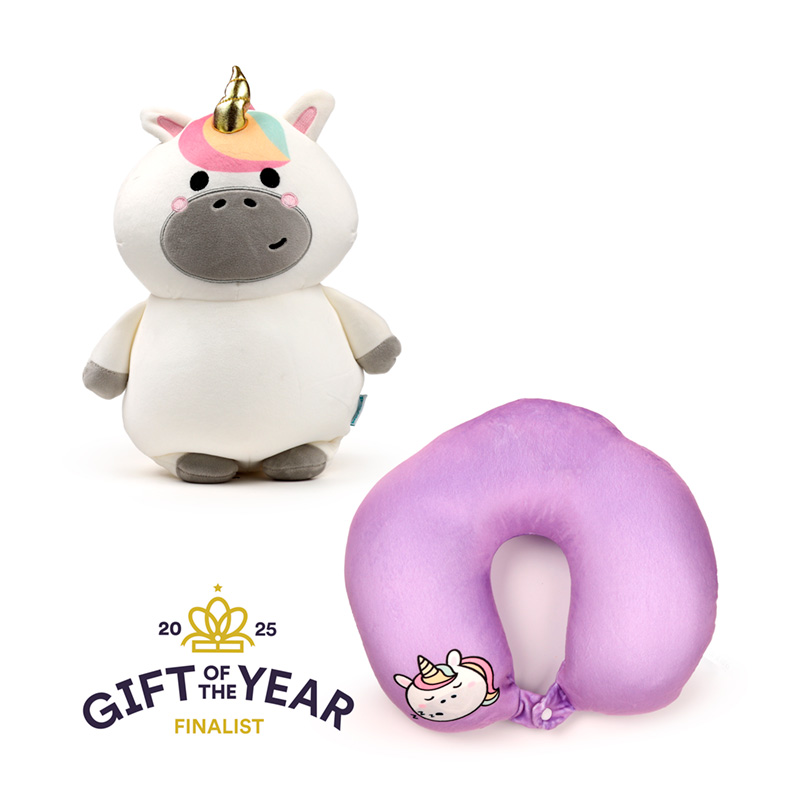 CUSH377_001 2-in-1 Swapseazzz Travel Pillow and Plush Toy - Astra the Unicorn Adoracorns - Image 1
