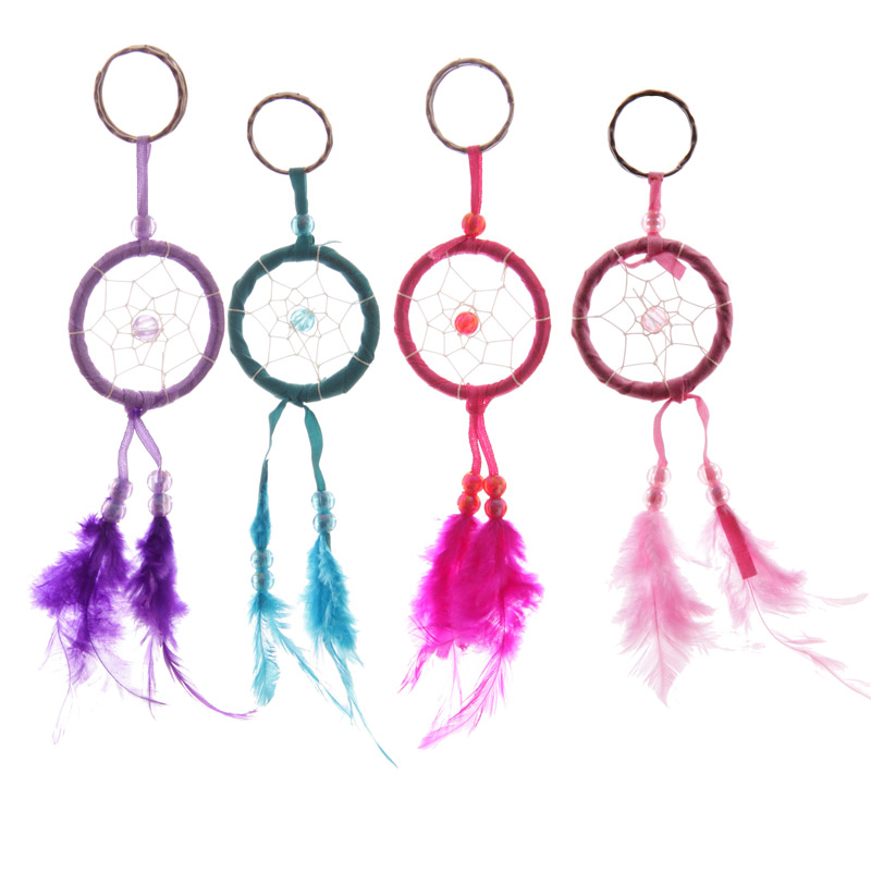 DCK02_001 Dreamcatcher Keyring - Bright Mini Feathers - Image 1